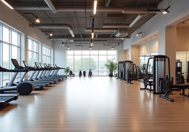 Modern gym interior showing spacious layout