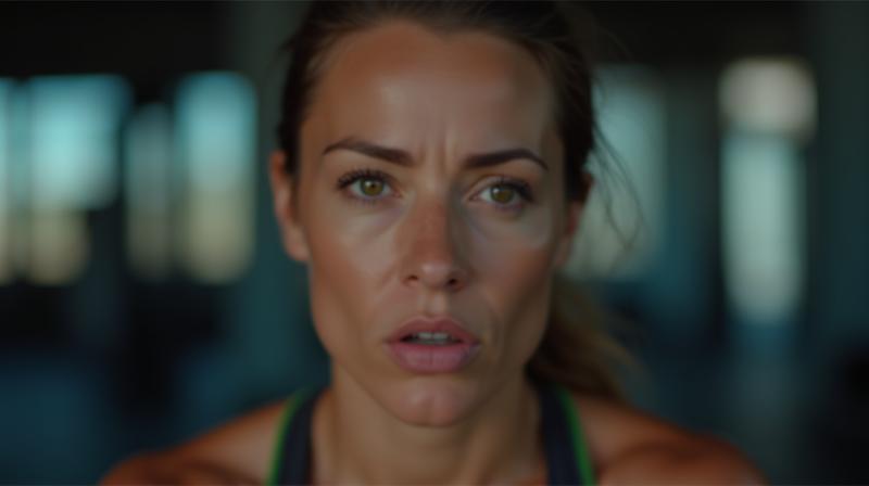 Motivated person ready to exercise with determined expression